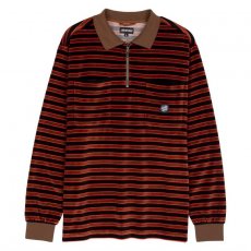 triko SANTA CRUZ - Il Capo Longsleeve Polo Chocolate Velour Stripe (CHOCOLATE VELOUR STR)