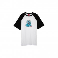 triko SANTA CRUZ - Screaming Wave Front Raglan Custom T-Shirt White/Black (WHITE BLACK)