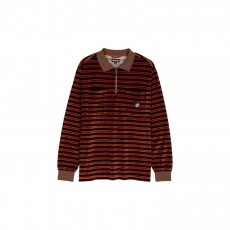 triko SANTA CRUZ - Il Capo Longsleeve Polo Chocolate Velour Stripe (CHOCOLATE VELOUR STR)